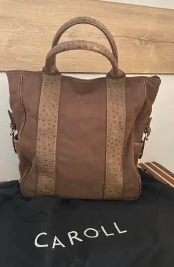 Caroll sac à main, cabas en cuir beige, Camel taupe