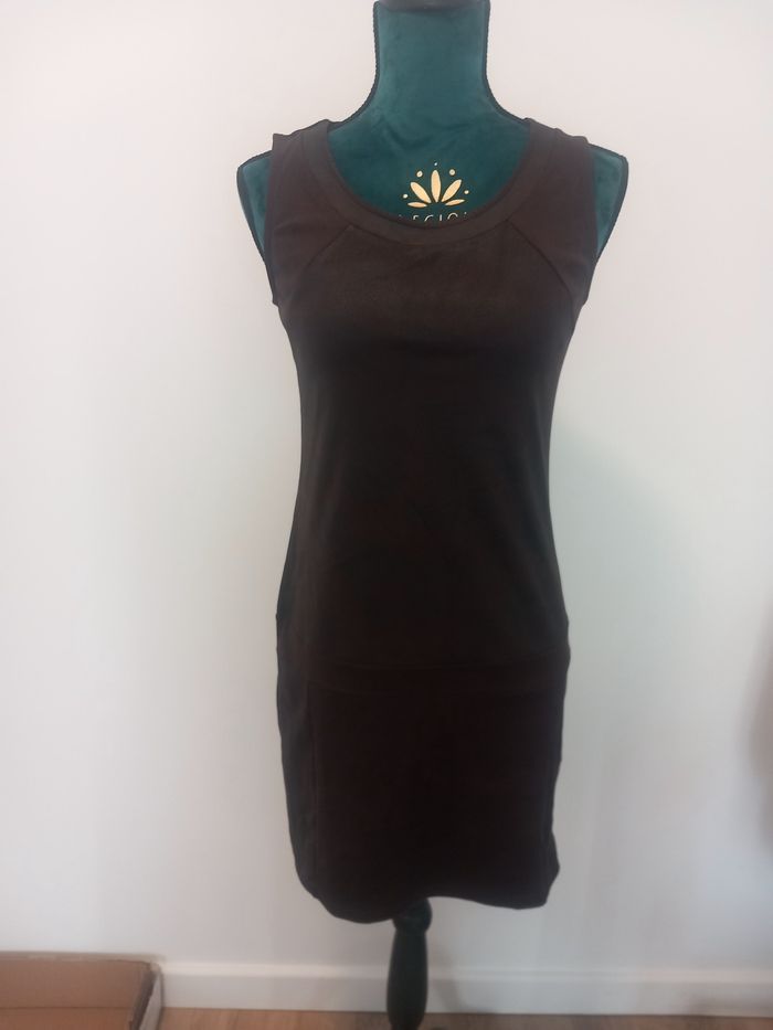 Robe élégante Cache cache simili cuir et daim - photo numéro 3