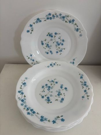 Vintage lot de 6 assiettes creuses Arcopal véronica myosotis 