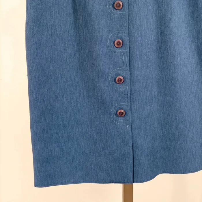 Tailleur vintage bleu Anouk 2 pièces – blazer et jupe boutonnée, taille 44 A1065 - photo numéro 15