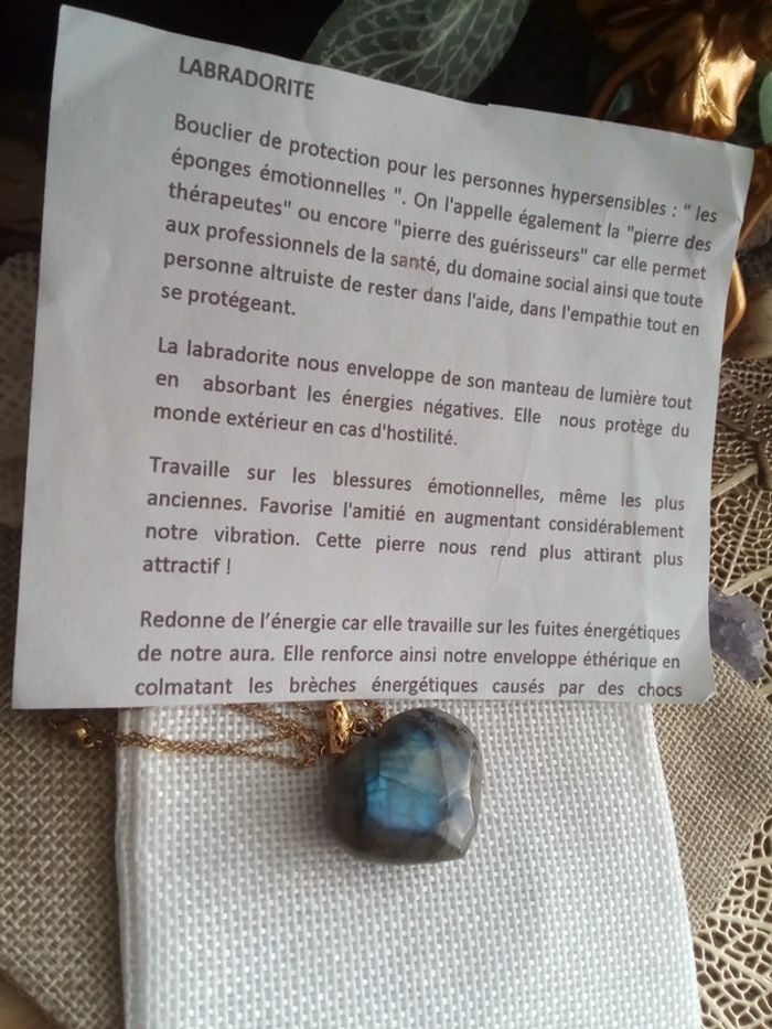 Collier coeur de labradorite naturelle - photo numéro 3