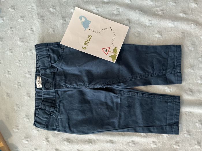 pantalon léger bleu pat et ripaton 6 mois taille réglable - photo numéro 3