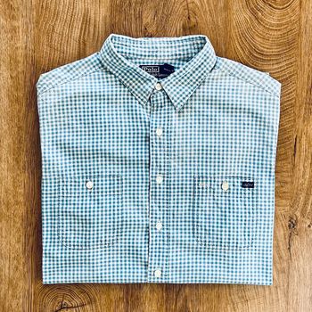 Polo/chemise/T.shirt à carreaux bleu clair et blanc Polo Ralph Lauren (logo brodé), homme, taille XL