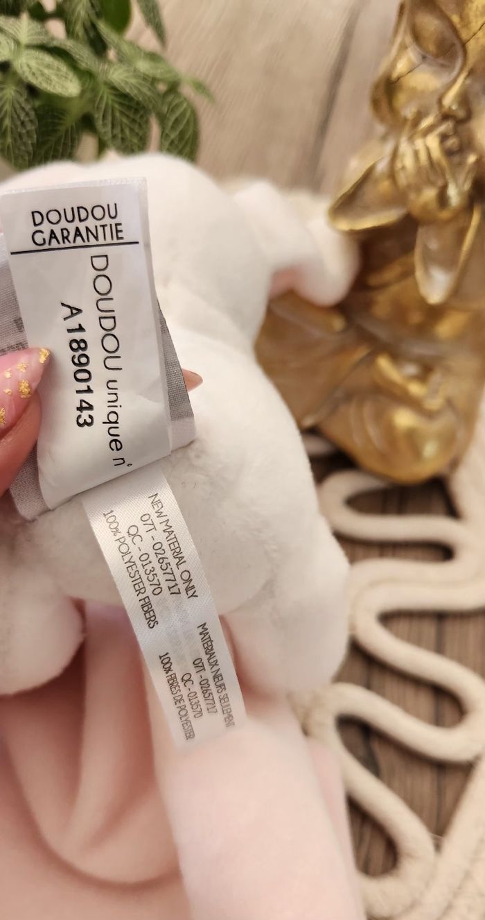 Doudou Lange Lapin Doudou & Compagnie rose blanc - photo numéro 7