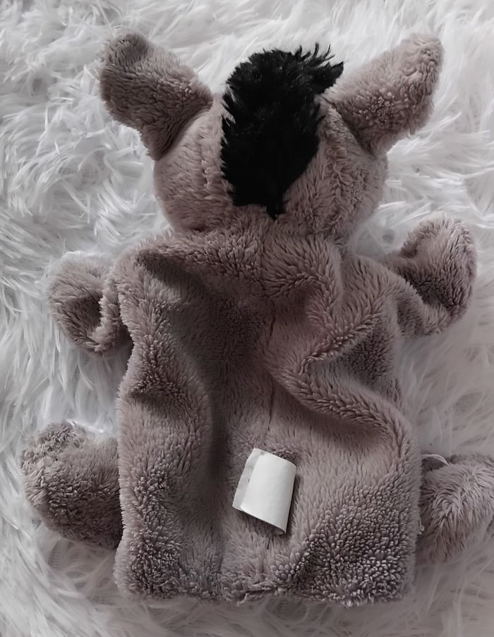 Doudou marionnette Âne gris et blanc - histoire d ours - photo numéro 2
