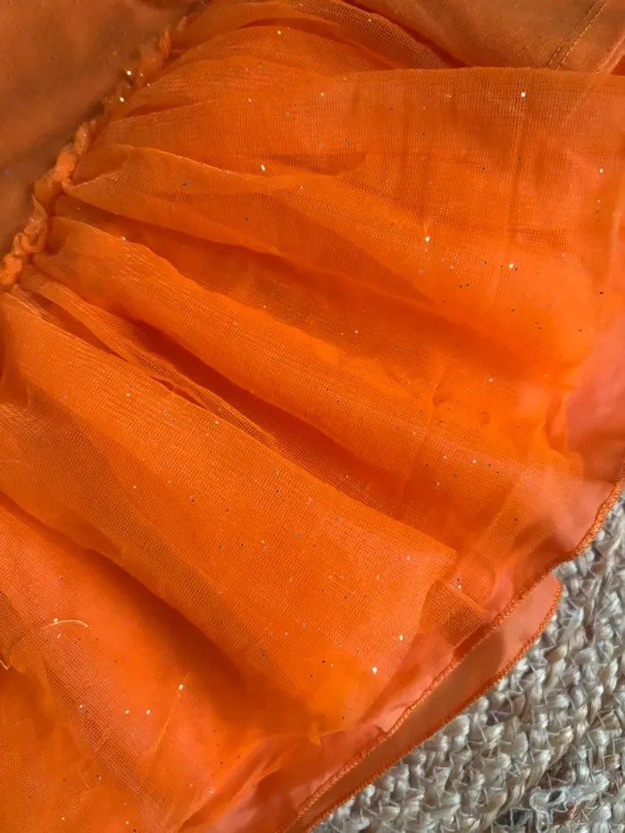 Déguisement citrouille chapeau robe + collant noir 12mois H&M tbe - photo numéro 3