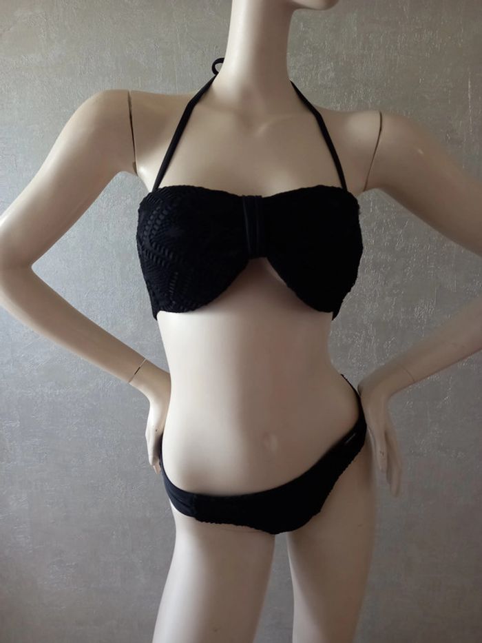 maillot de bain noir 2 pièces dentelle banana moon taille 42