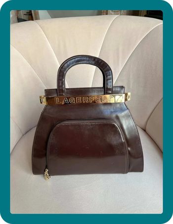 Rare Sac porté main années 80-90 vintage marron - Karl Lagerfeld