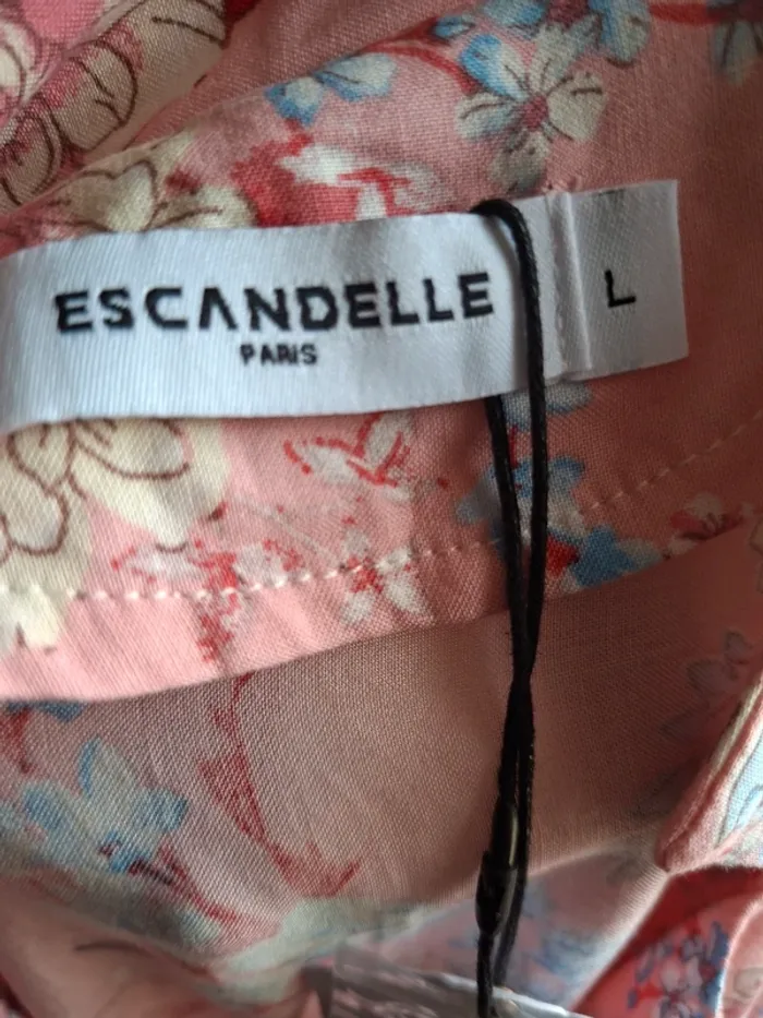 Robe longue rose à motifs Escandelle, neuve, taille L - photo numéro 7