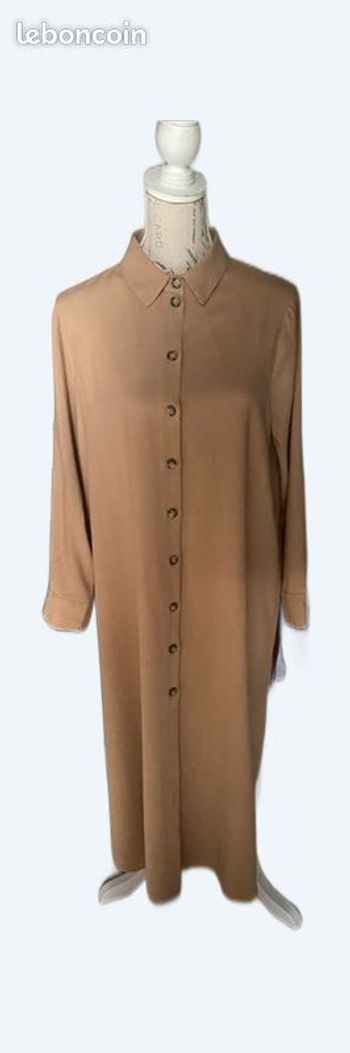 Robe longue chemise ETAM beige Vermelle Beach neuve S