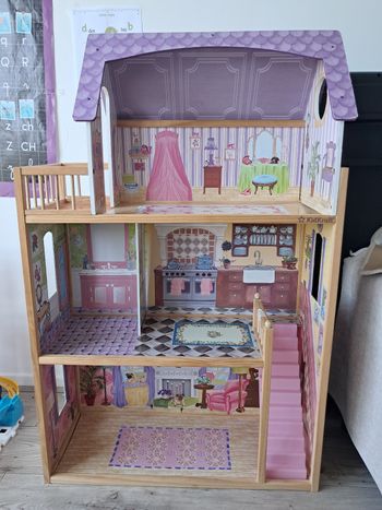 Grande maison en bois kinderkraft pour poupées de taille barbie