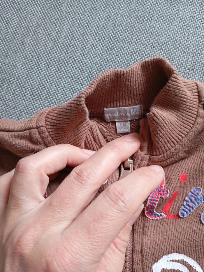 Gilet zippé 6 mois grain de blé - photo numéro 3