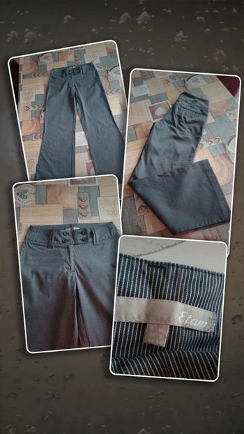 Pantalon fines rayures marine et blanc