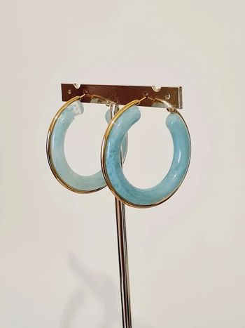 Créoles dorées bleu acier inoxydable