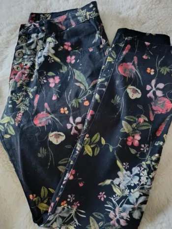 Pantalon jean cotton fleuris place du jour 40
