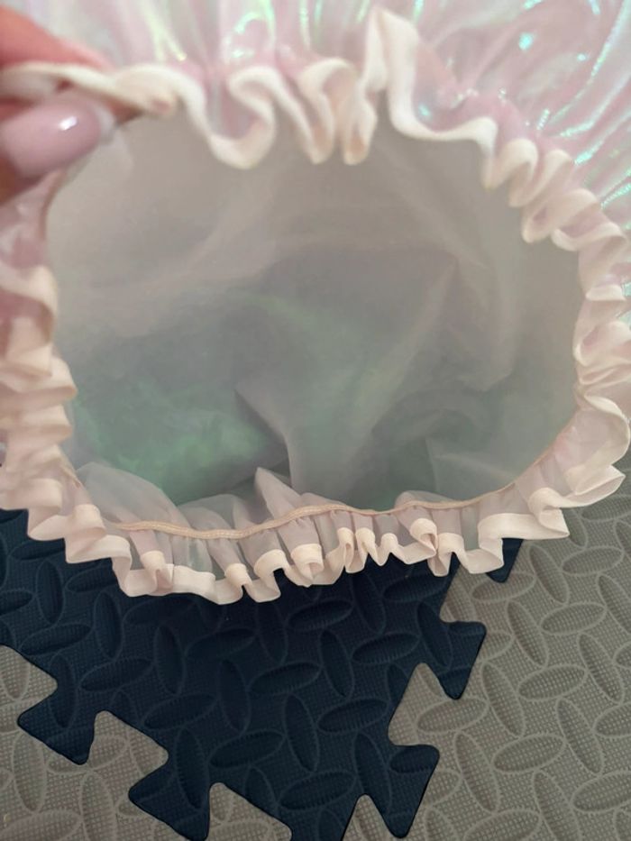 Bonnet de bain imperméable rose motif holographique - photo numéro 2