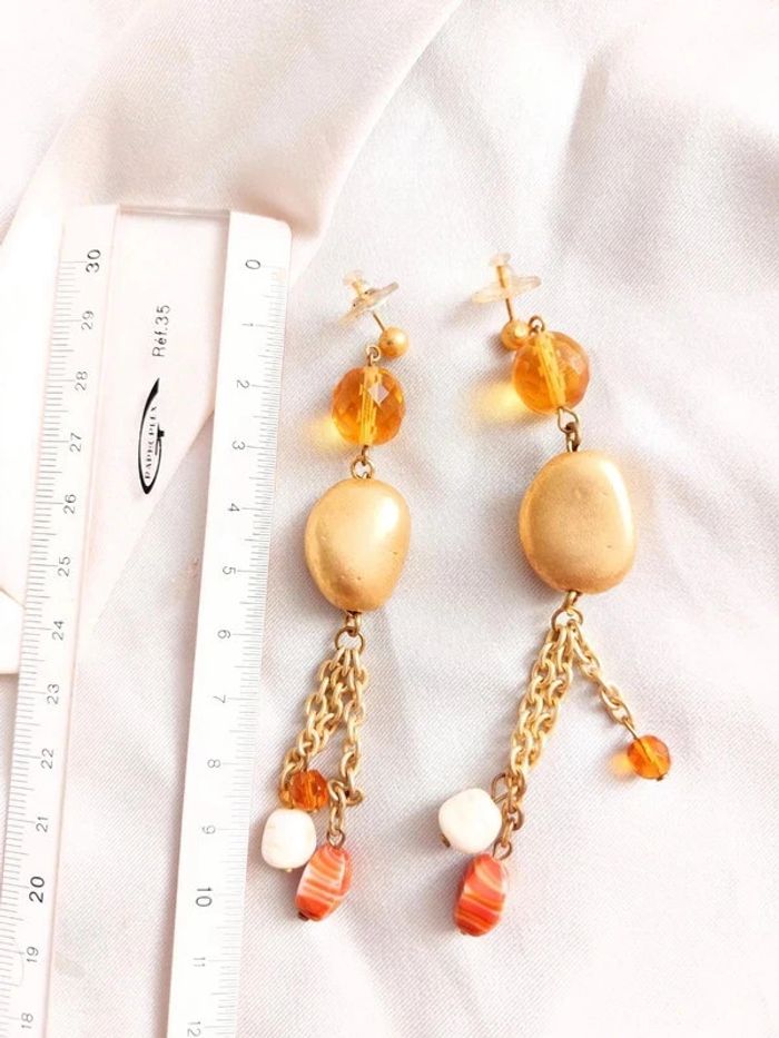 boucle d'oreille pendantes en perles vintage - photo numéro 2