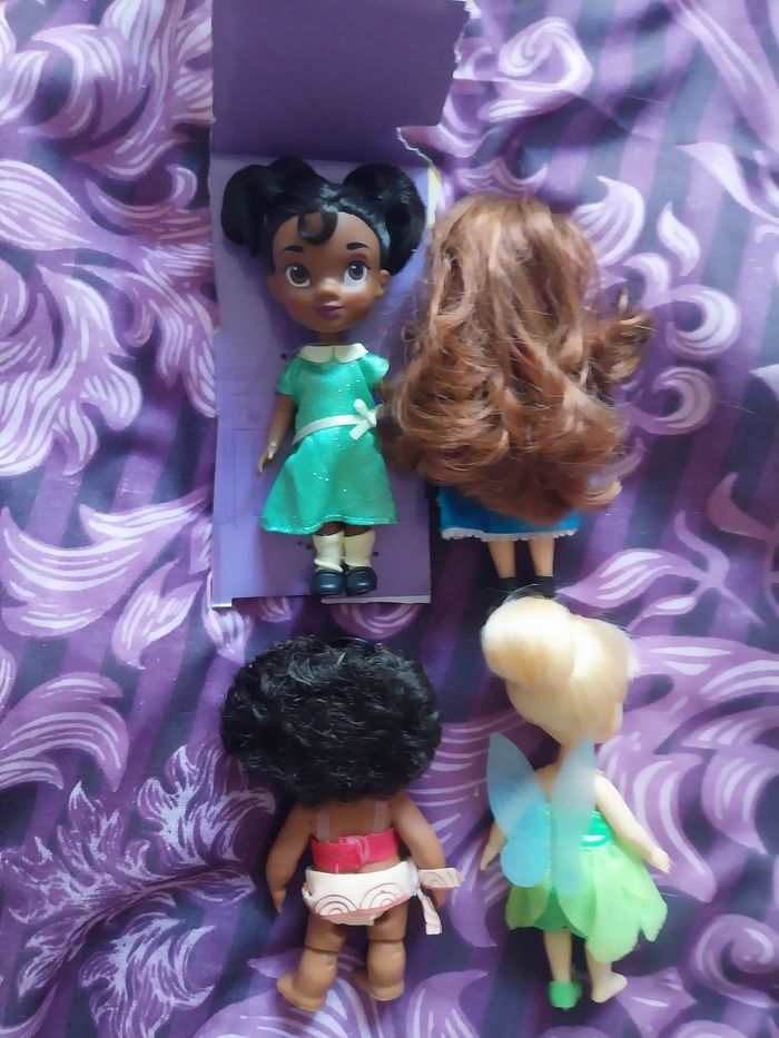 Lot 4 poupées miniatures Animators Princesses Disney Mini-Animators Tiana Vaiana - photo numéro 4