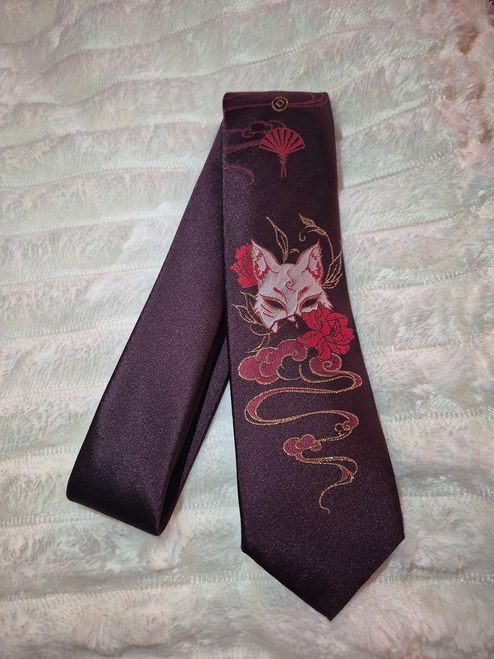 Cravate Japonaise  brodée Kitsune - photo numéro 3