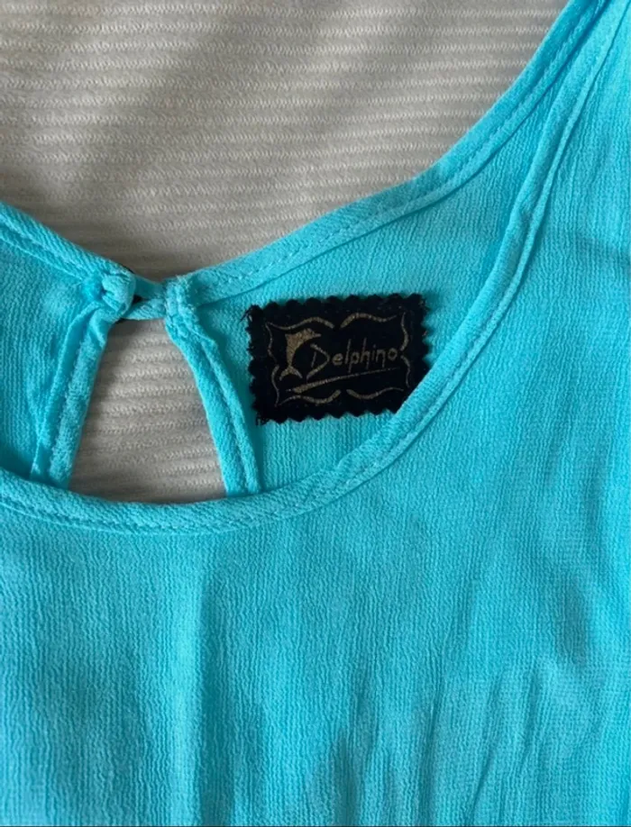 Robe d'été  léger à fines bretelles - Bleu - Marque Delphino - Taille L - photo numéro 2