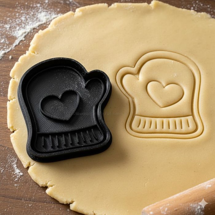 Emporte-pièce Moufle avec Cœur pour biscuits et sablés de Noël - 8 cm