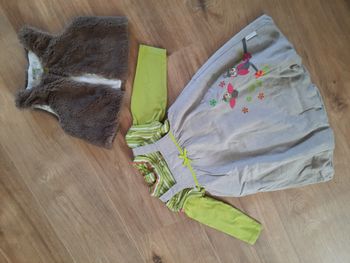 Ensemble 3 pièces "Hibou": robe +T shirt+ gilet Orchestra 12 mois