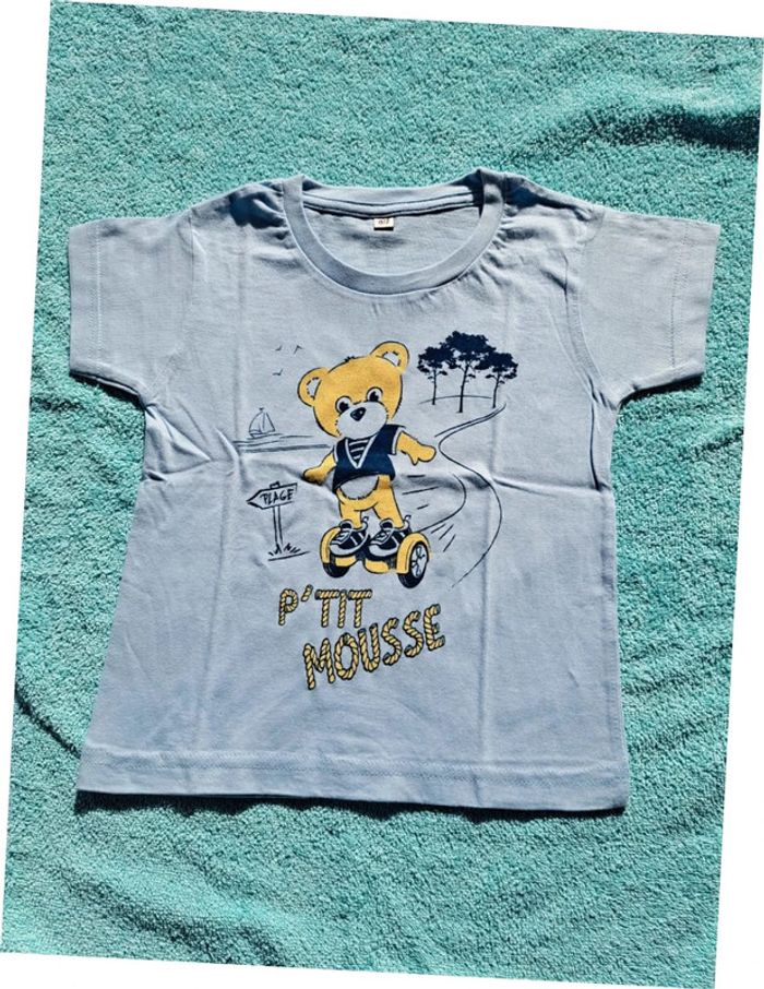 Neuf. T-Shirt Manches Courtes 0/2 ans 100% coton. Bleu