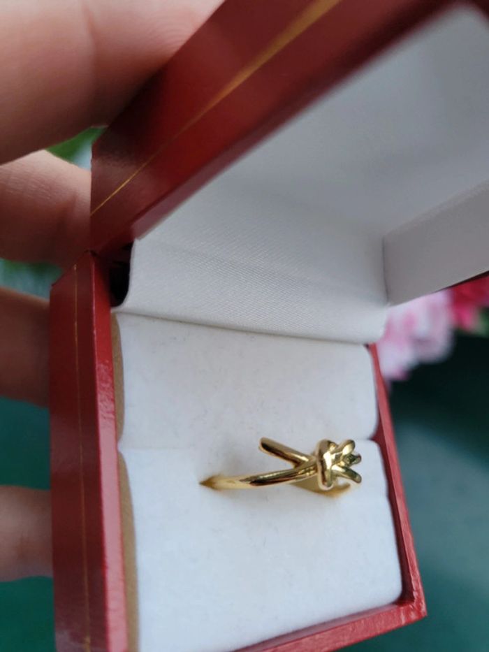 Bague nœud coupé acier gold - photo numéro 3