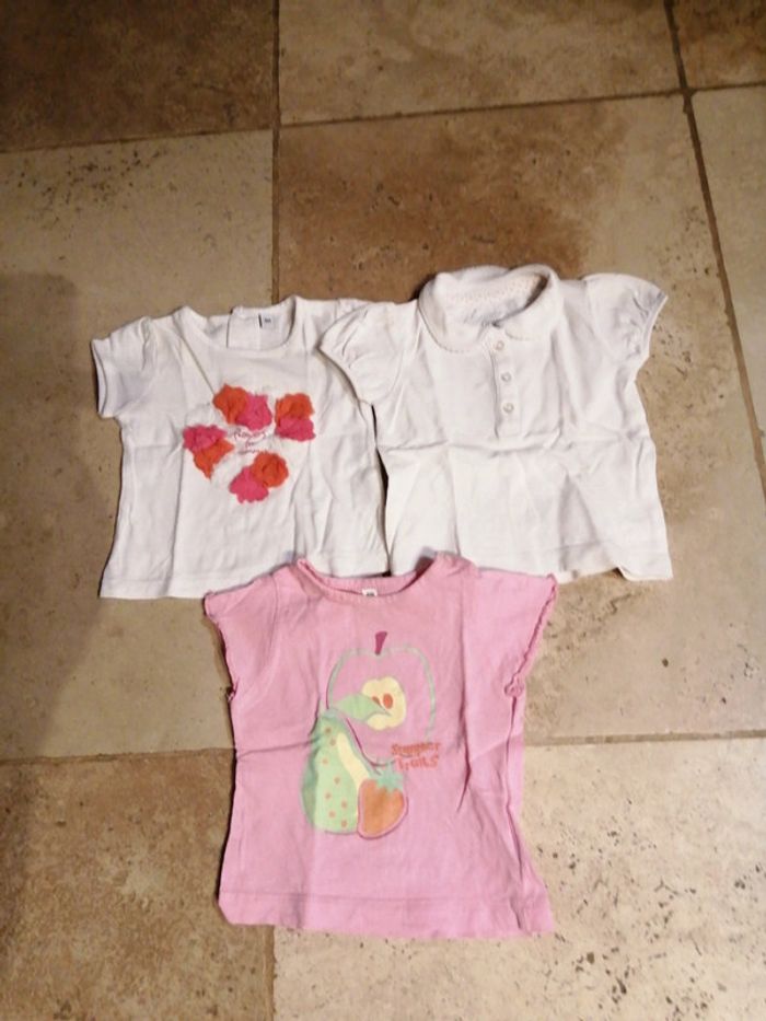 Lot de 3 t shirt manches courtes fille en 6 mois