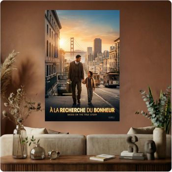 Affiche film inspirant “À la recherche du bonheur” poster cinéma motivation A3 Sans cadre