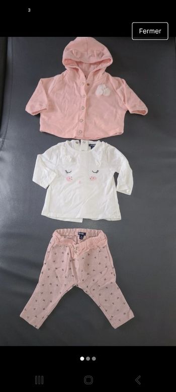 Lot ensemble 3 pièces fille 3 mois