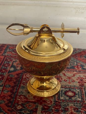 Sucrier avec sa pince métal,doré
