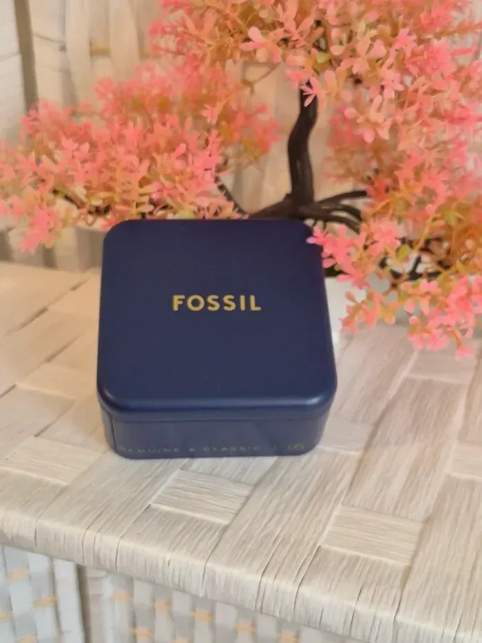 💕Jolie Boucles d'oreilles créoles femme Fossil  - Design chevrons argenté 💕 - photo numéro 7