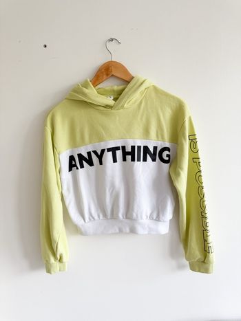 Sweat-shirt à capuche vert Ani blanc terranova taille 34 XS