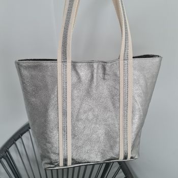 Magnifique sac argenté pailleté cuir 