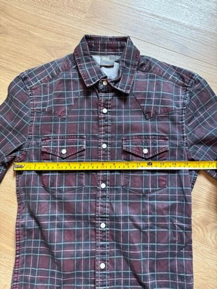 Chemise manches longues Asos à carreaux bordeaux et marine - photo numéro 5