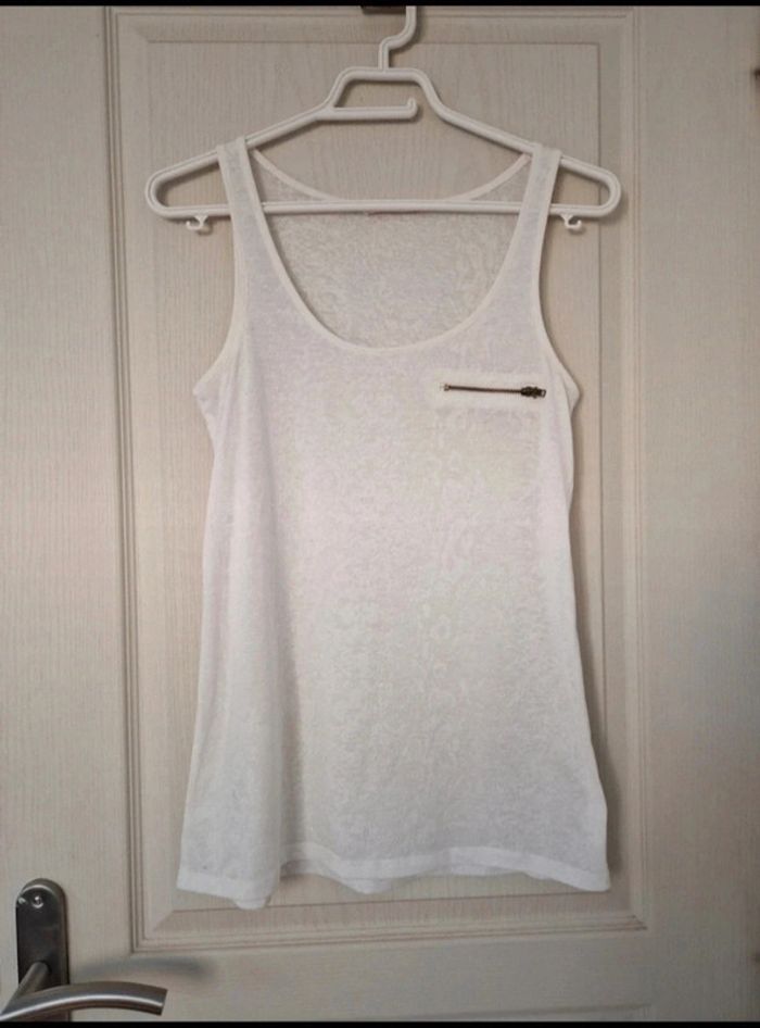 Débardeur blanc en transparence femme camaïeu taille S/36