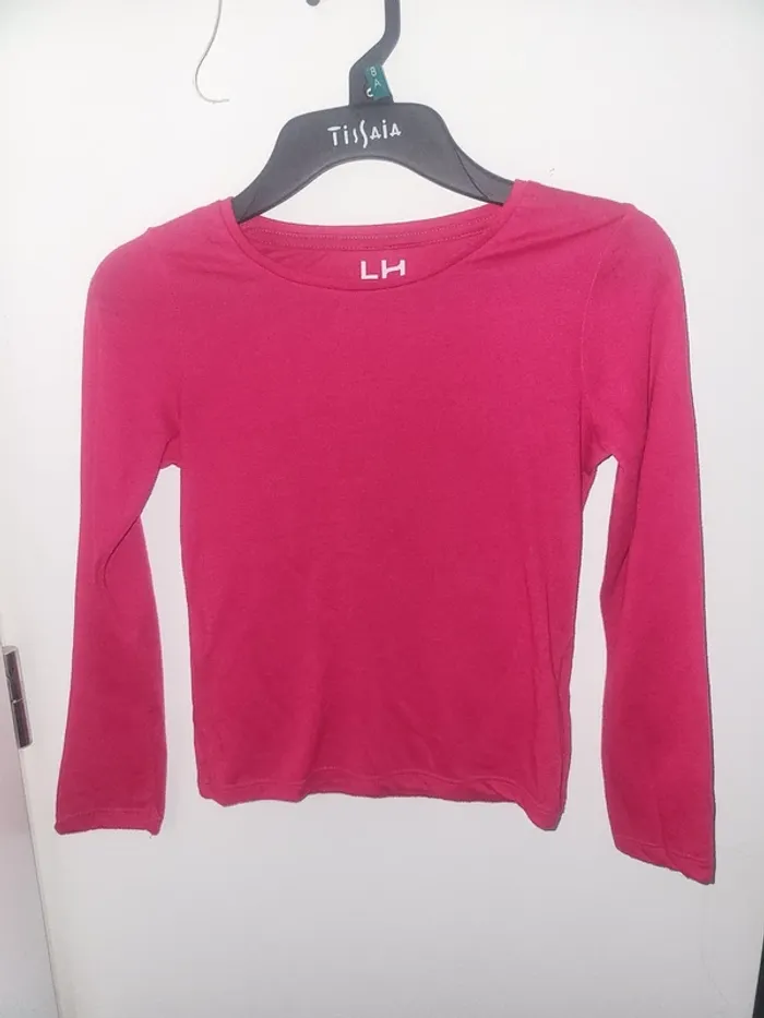 T-shirt manches longues rose La Halle Taille 8 ans
