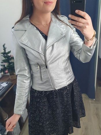 Perfecto simili cuir argenté Dubai Taille M