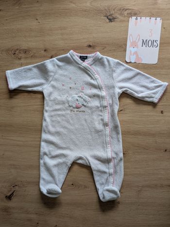 Pyjama grenouillère rose pâle, 3 mois, Kiabi