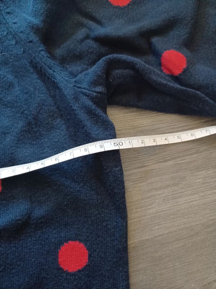 Manche longue col v noir à points rouge Taille XL femme - photo numéro 3