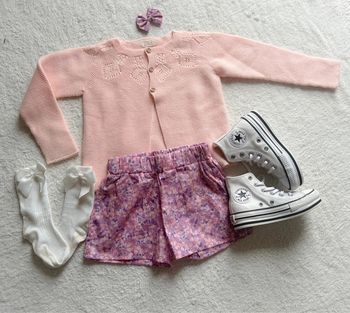 Ensemble Gilet mi canesu short et noeud liberty 4 ans