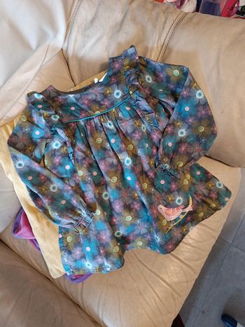 Blouse fleurie et oiseau brodé Orchestra