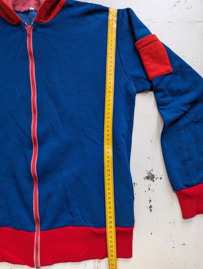 Veste vintage à capuche - Bleu et rouge - Fermeture éclair Talon - photo numéro 11