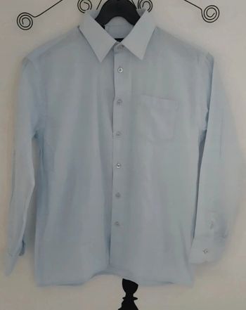 Chemise bleu clair fines rayures blanches Cérémonie taille 12 ans