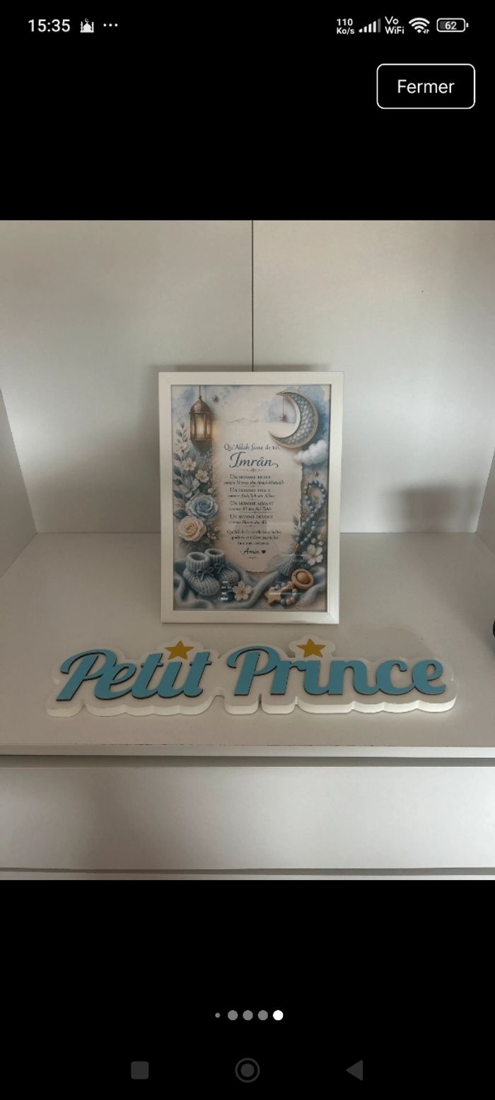 Cadre personnalisé prénom bébé cadeau naissance - photo numéro 1