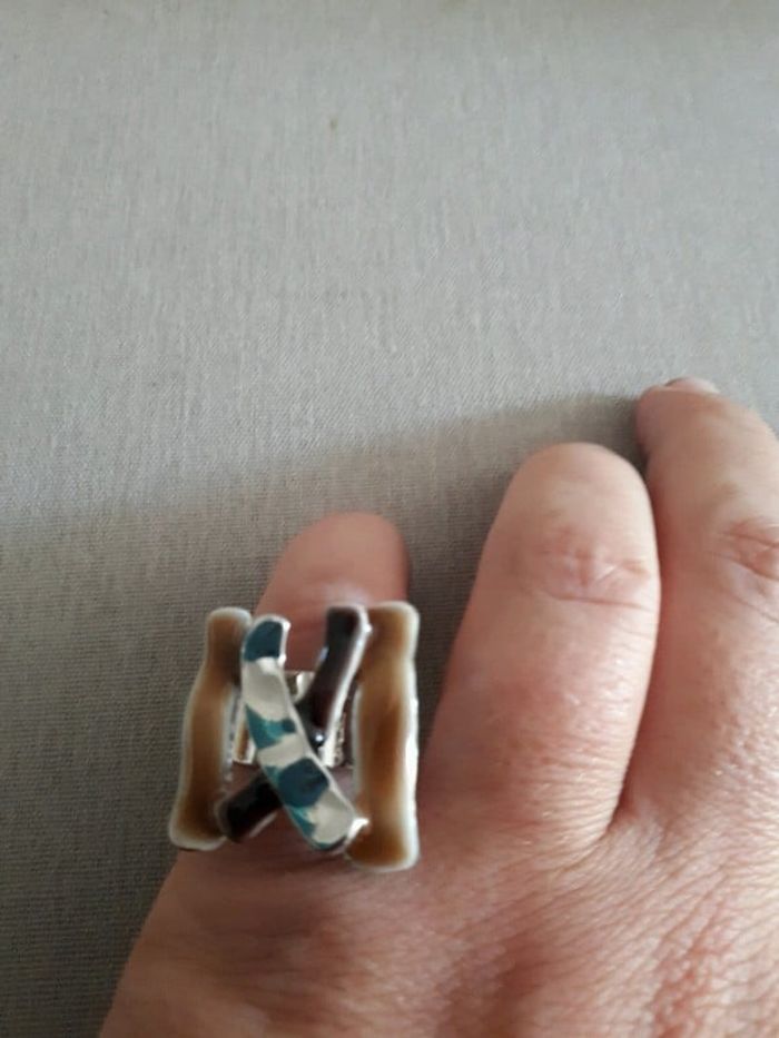 Bague réglable marron et argenté