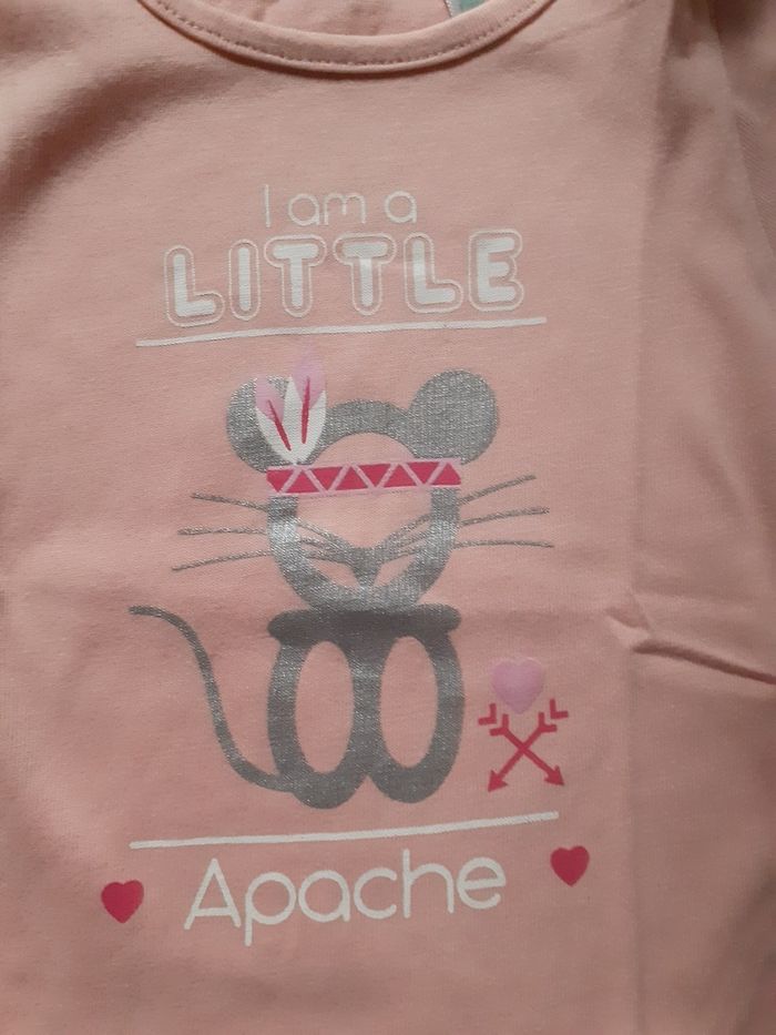 Tee shirt saumon motif souris argentée - photo numéro 2