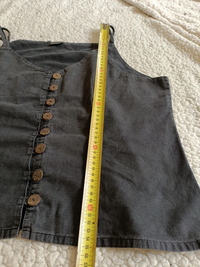 Débardeur noir en jean à boutons 100% rayon – style vintage décontracté - photo numéro 5