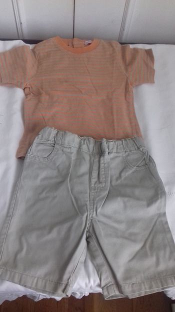 1 tee-shirt manche courte et son short garçon 18 mois 